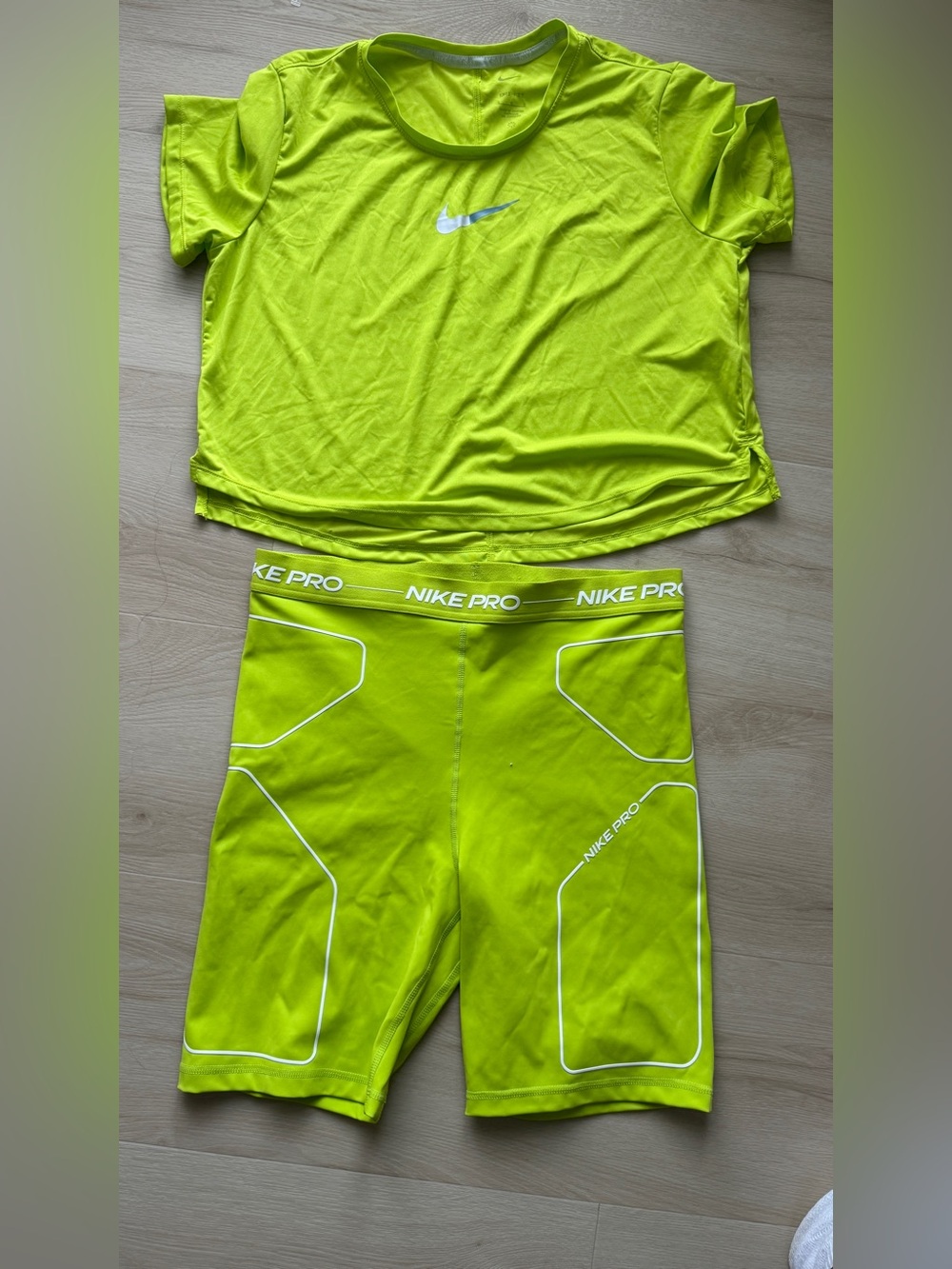 Nike Neon women’s Athletic Compression Shorts size L and top size L